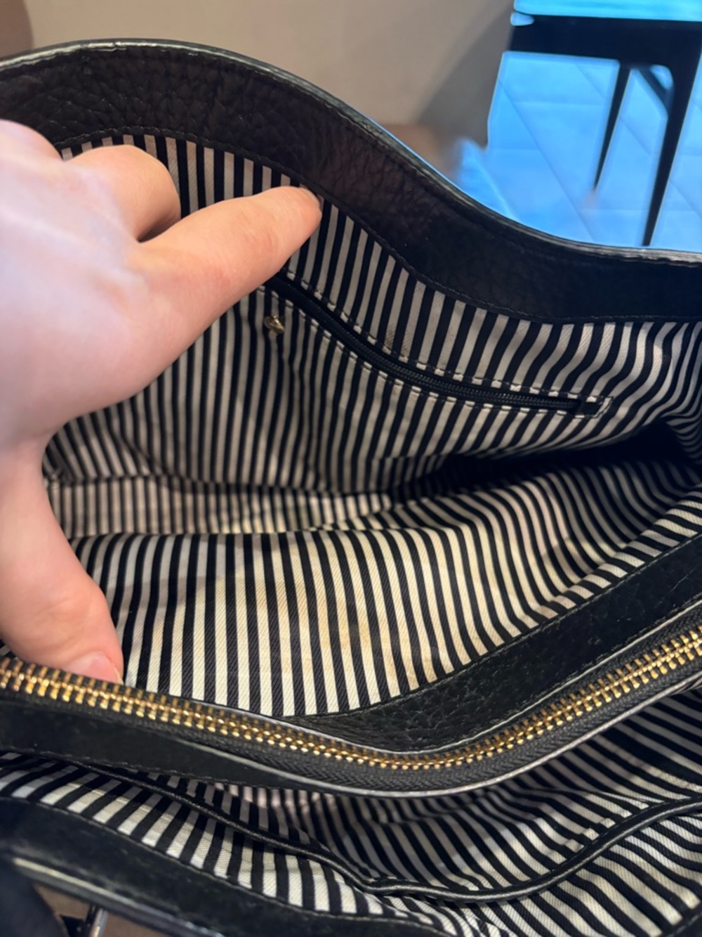 kate spade Black Pebbled Leather Shoulder Bag with White Trim - Picture 4 of 16
